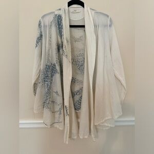 11.11 Eleven Eleven Draped Open Lightweight Cardigan Bandhani Dyed Cotton M